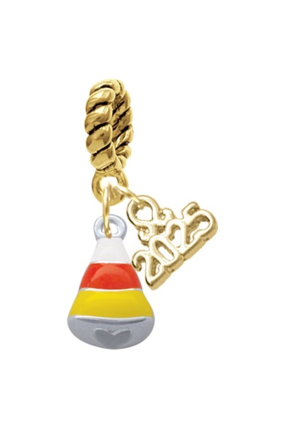 Silver-tone Small 3-D Enamel Candy Corn - Gold-tone Rope Charm Bead Dangle with Mini 2025
