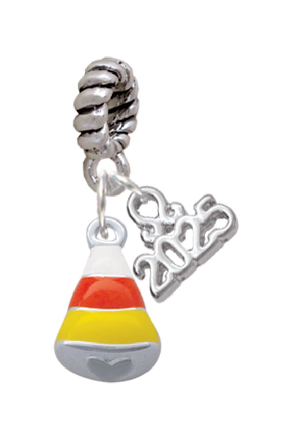 Silver-tone Small 3-D Enamel Candy Corn - Silver-tone Rope Charm Bead Dangle with Mini 2025