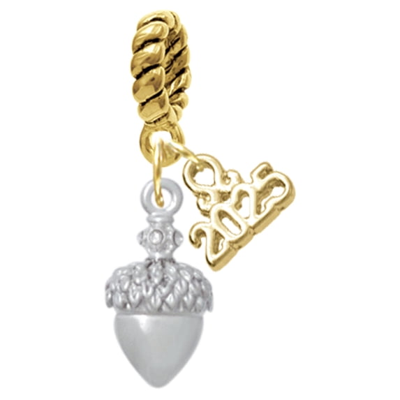 Delight Jewelry Silver-tone Small Acorn with Crystals - Gold-tone Rope Charm Bead Dangle with Mini 2025