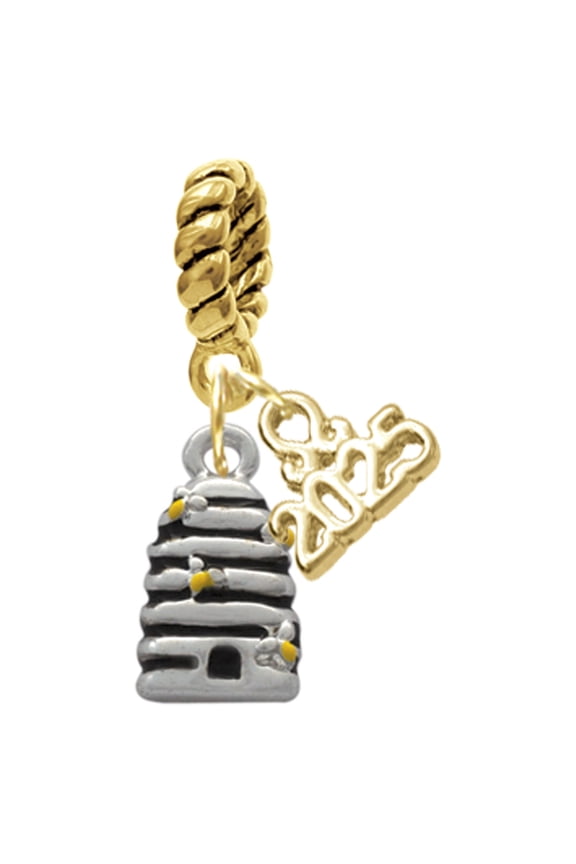 Silver-tone Small Beehive with 4 Bees - Gold-tone Rope Charm Bead Dangle with Mini 2025