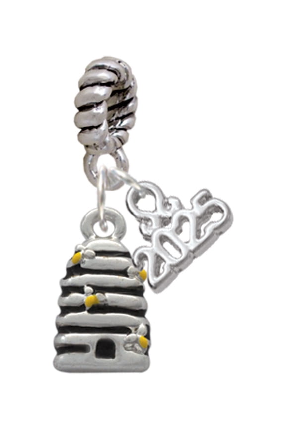 Silver-tone Small Beehive with 4 Bees - Silver-tone Rope Charm Bead Dangle with Mini 2025