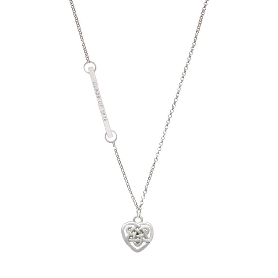 Delight Jewelry Silver-tone Small Celtic Heart Knot - Silvertone Class of 2026 Delicate Bar Necklace, 18.75"