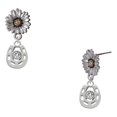 thumbnail image 1 of Delight Jewelry Silver-tone Small Clear Crystal Horseshoe - Two-tone Daisy Flower Post Earrings, 1 of 4