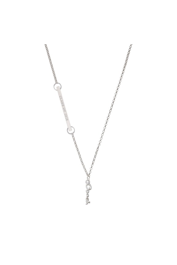 Silver-tone Small Coach Script - Silvertone Class of 2026 Delicate Bar Necklace, 18.75"