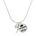 thumbnail image 1 of Delight Jewelry Silver-tone Small Fairy with Lime Green Wings - Silvertone Senior Class of 2026 Dome Necklace, 18", 1 of 5