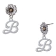 thumbnail image 1 of Delight Jewelry Silver-tone Small Gelato Script Initial - B - Two-tone Daisy Flower Post Earrings, 1 of 4