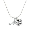 thumbnail image 1 of Delight Jewelry Silver-tone Small Gelato Script Initial - M - Silvertone Senior Class of 2026 Dome Necklace, 18", 1 of 5