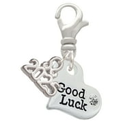 DELIGHT JEWELRY Silver-tone Small Good Luck Heart - Silver-tone Clip on Charm with Mini Year 2025