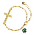 thumbnail image 1 of Delight Jewelry Silver-tone Small Green Paw - Gold Tone Jeremiah 31:3 Everlasting Love Engraved Cross Charm Bracelet, 6.5+1.5" Extender, 1 of 4