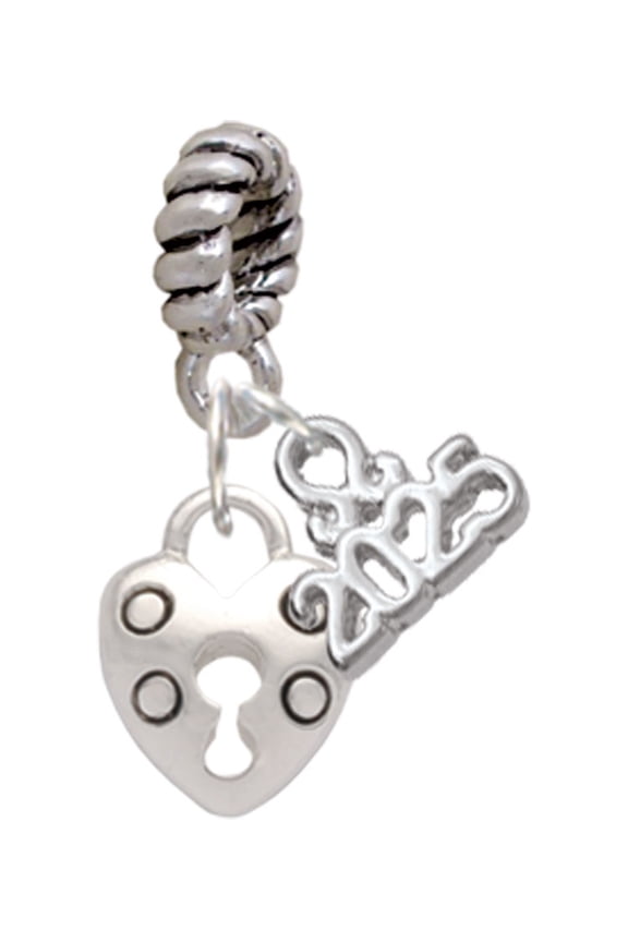 Silver-tone Small Heart Lock with Keyhole - Silver-tone Rope Charm Bead Dangle with Mini 2025