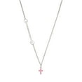 thumbnail image 1 of Delight Jewelry Silver-tone Small Pink Crystal Cross - Silvertone Class of 2026 Delicate Bar Necklace, 18.75", 1 of 4