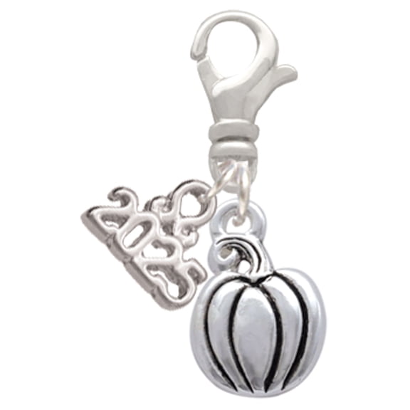Delight Jewelry Silver-tone Small Pumpkin - Silver-tone Clip on Charm with Mini Year 2025