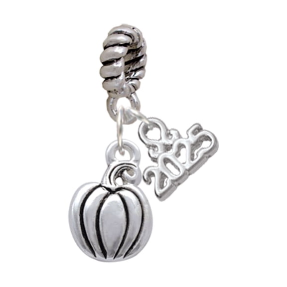 Delight Jewelry Silver-tone Small Pumpkin - Silver-tone Rope Charm Bead Dangle with Mini 2025