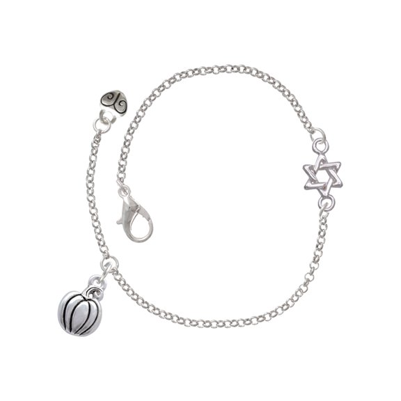 Delight Jewelry Silver-tone Small Pumpkin - Silvertone Star of David Delicate Bracelet, 6.25+1.75" Extender