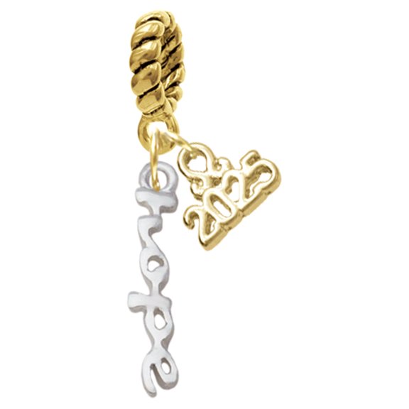 Delight Jewelry Silver-tone Small hope Script - Gold-tone Rope Charm Bead Dangle with Mini 2025