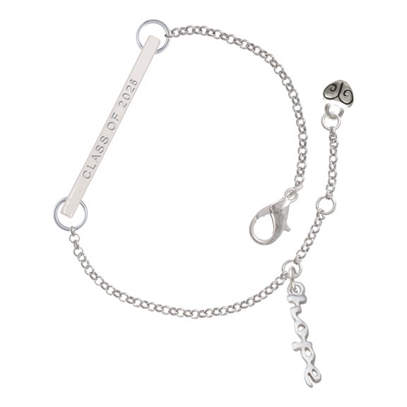 Delight Jewelry Silver-tone Small hope Script - Silvertone Class of 2026 Delicate Bar Bracelet, 8.5"