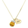 thumbnail image 1 of Delight Jewelry Silver-tone Softball optic yellow - Crown - Large Goldtone Aunt Heart Charm Necklace, 17.5"+2" Extender, 1 of 5