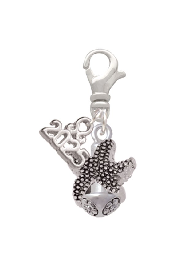 Silver-tone Starfish Spinner - Silver-tone Clip on Charm with Mini Year 2025