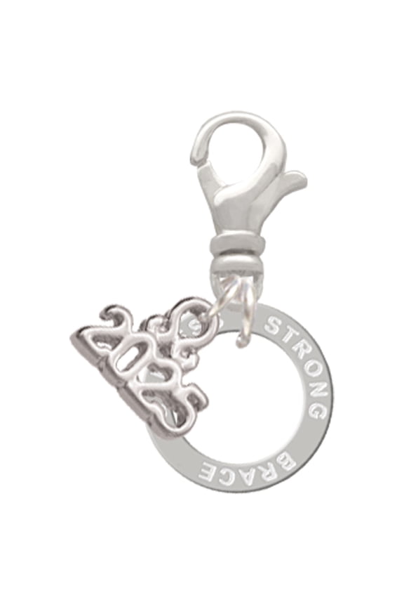 Silver-tone Strong Brave Fearless Infinity Ring - Silver-tone Clip on Charm with Mini Year 2025