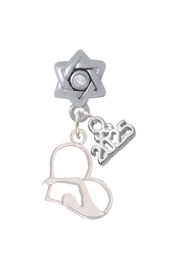 Silver-tone Swimmer in Heart - Silver-tone Clear Star of David Charm Bead Dangle with Mini 2025