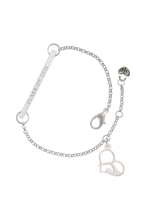 Silver-tone Swimmer in Heart - Silvertone Class of 2026 Delicate Bar Bracelet, 8.5"