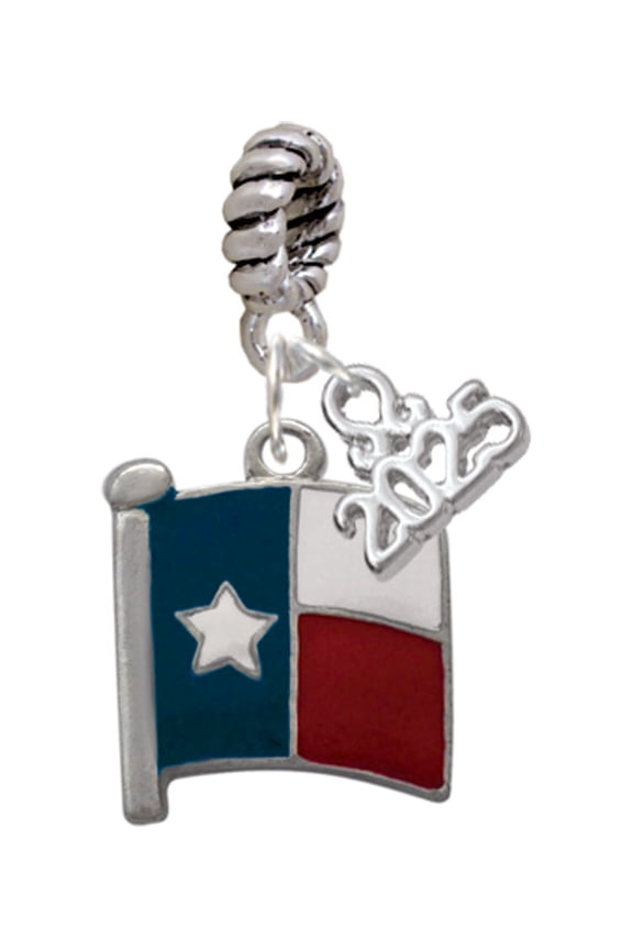 Silver-tone Texas Flag - Lone Star - Silver-tone Rope Charm Bead Dangle with Mini 2025