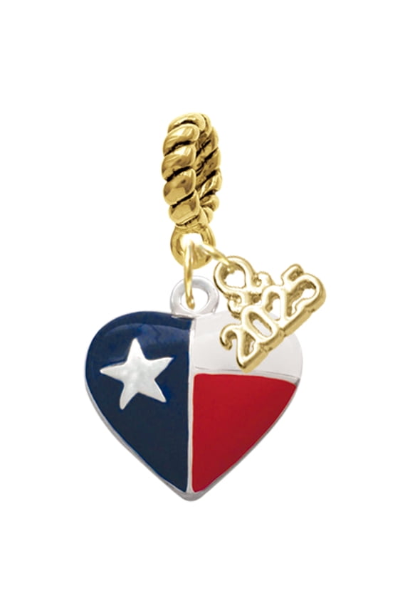 Silver-tone Texas Lone Star Heart - Gold-tone Rope Charm Bead Dangle with Mini 2025