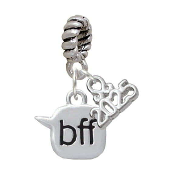 Delight Jewelry Silver-tone Text Chat - bff - Best Friends Forever - Silver-tone Rope Charm Bead Dangle with Mini 2025