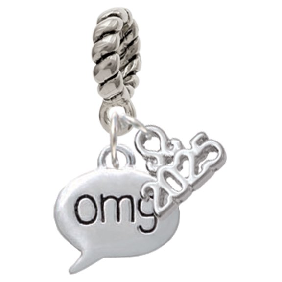 Delight Jewelry Silver-tone Text Chat - omg - Oh My God - Silver-tone Rope Charm Bead Dangle with Mini 2025