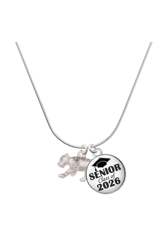 Silver-tone Tiger Cub - Silvertone Senior Class of 2026 Dome Necklace, 18"