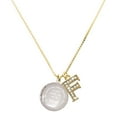 thumbnail image 1 of Delight Jewelry Silver-tone To the World You are a Mother Round Locket - Large Goldtone Crystal Initial - F - Charm Necklace, 17.5"+2", 1 of 4