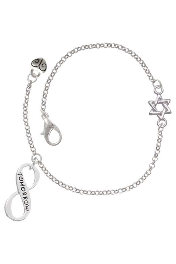 Silver-tone Today Tomorrow Infinity Sign - Silvertone Star of David Delicate Bracelet, 6.25+1.75" Extender