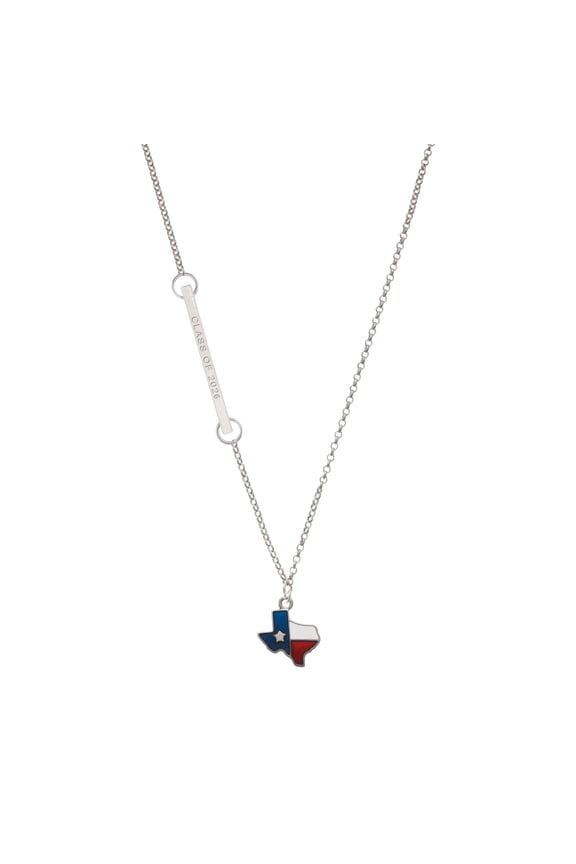 Silver-tone Translucent Texas - Lone Star - Silvertone Class of 2026 Delicate Bar Necklace, 18.75"