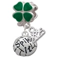 thumbnail image 1 of Delight Jewelry Silver-tone Volleyball - ''Spike It'' - Good Luck Green Four Leaf Clover Charm Bead Dangle with Mini 2025, 1 of 4