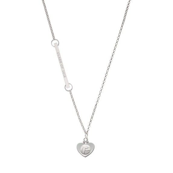 Delight Jewelry Silver-tone Volleyball in Heart - Silvertone Class of 2026 Delicate Bar Necklace, 18.75"