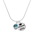 thumbnail image 1 of Delight Jewelry Silver-tone Wide Hot Blue Zebra Print Band Spinner - Silvertone Senior Class of 2026 Dome Necklace, 18", 1 of 5
