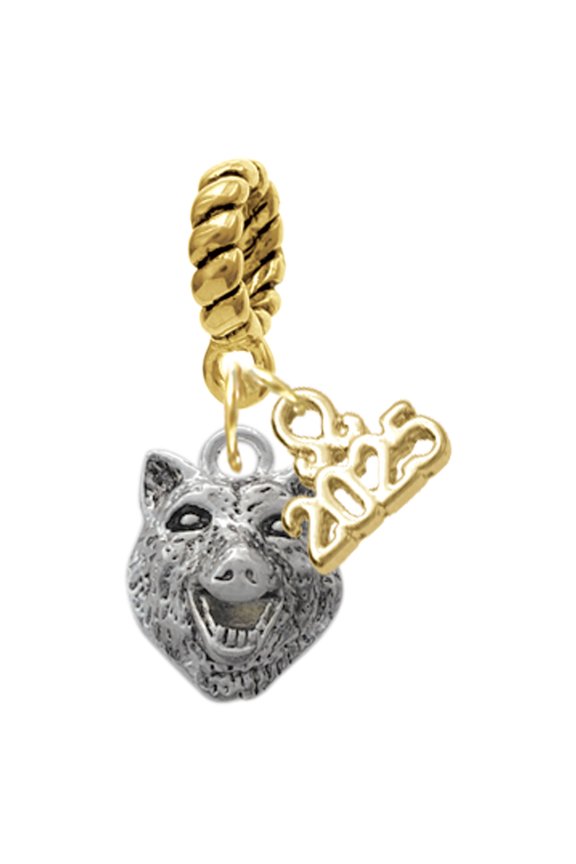 Silver-tone Wolf Head - Gold-tone Rope Charm Bead Dangle with Mini 2025