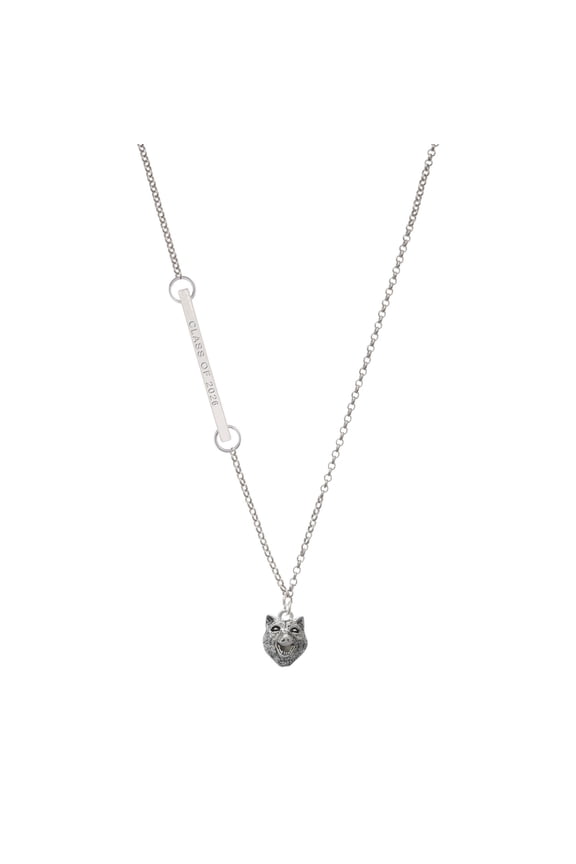 Silver-tone Wolf Head - Silvertone Class of 2026 Delicate Bar Necklace, 18.75"