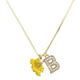 thumbnail image 1 of Delight Jewelry Silver-tone Yellow Hibiscus Flower - Large Goldtone Crystal Initial - B - Charm Necklace, 17.5"+2", 1 of 4