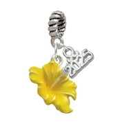 Delight Jewelry Silver-tone Yellow Hibiscus Flower - Silver-tone Rope Charm Bead Dangle with Mini 2025