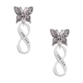thumbnail image 1 of Delight Jewelry Silvertone 1 Corinthians 13:4 Infinity Sign Silvertone Antiqued Butterfly Post Earrings, 1 of 4