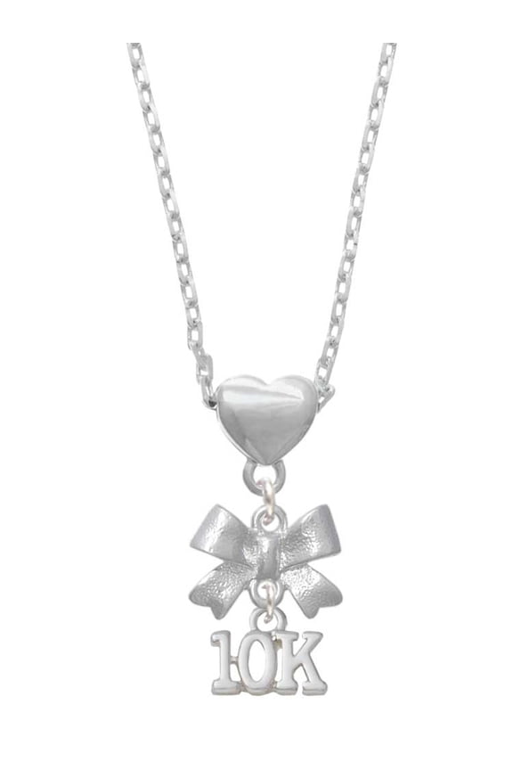 Silvertone 10K Silver tone Bow Heart Necklace