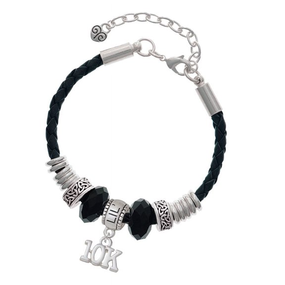 Delight Jewelry Silvertone 10K Sister Celtic Knot Leather Bead Bracelet, 7"+2" Extender