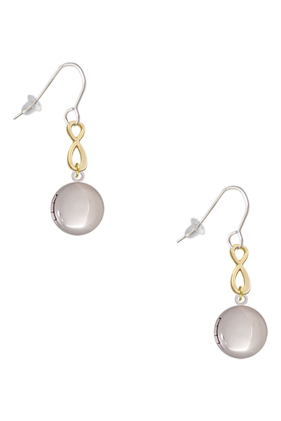 Silvertone 13.5mm Round Locket Gold Tone Infinity French Earrings