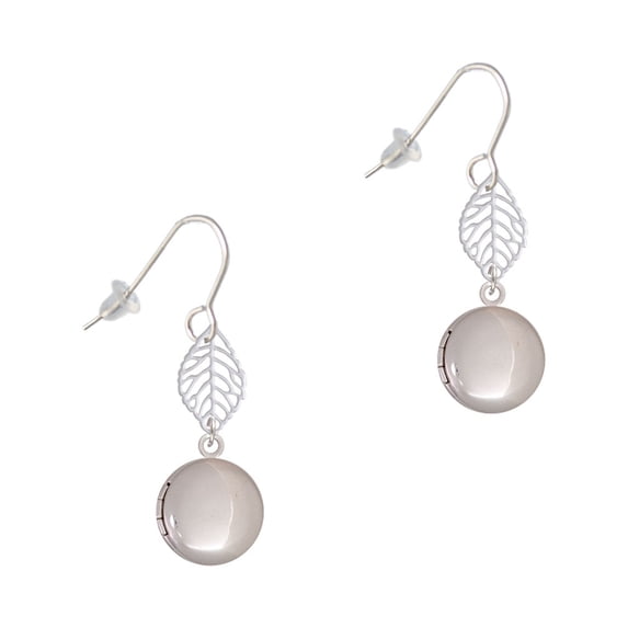 Delight Jewelry Silvertone 13.5mm Round Locket Silvertone Leaf French Earrings