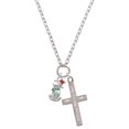 thumbnail image 1 of Delight Jewelry Silvertone 2-D Christmas Dog with Red Hat I Set You Apart Engraved Cross Zoey Necklace, 28", 1 of 4