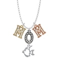 thumbnail image 1 of Delight Jewelry Silvertone 2-D Open Angel Fish Multi-Colored Crystal Mom Charm Necklace, 1 of 5