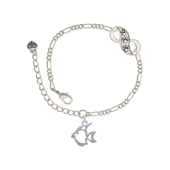 Delight Jewelry Silvertone 2-D Open Angel Fish Silver-tone Paw Infinity Link Chain Bracelet, 6"+2" Extender