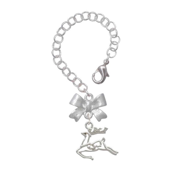 Delight Jewelry Silvertone 2-D Reindeer - Silvertone Bow Charm Accessory for Tumblers and Thermal Cups
