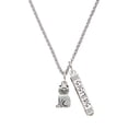 thumbnail image 1 of Delight Jewelry Silvertone 2-D Smiling Cat Silvertone Sisters Best Friends Forever Bar Charm Necklace, 23", 1 of 4